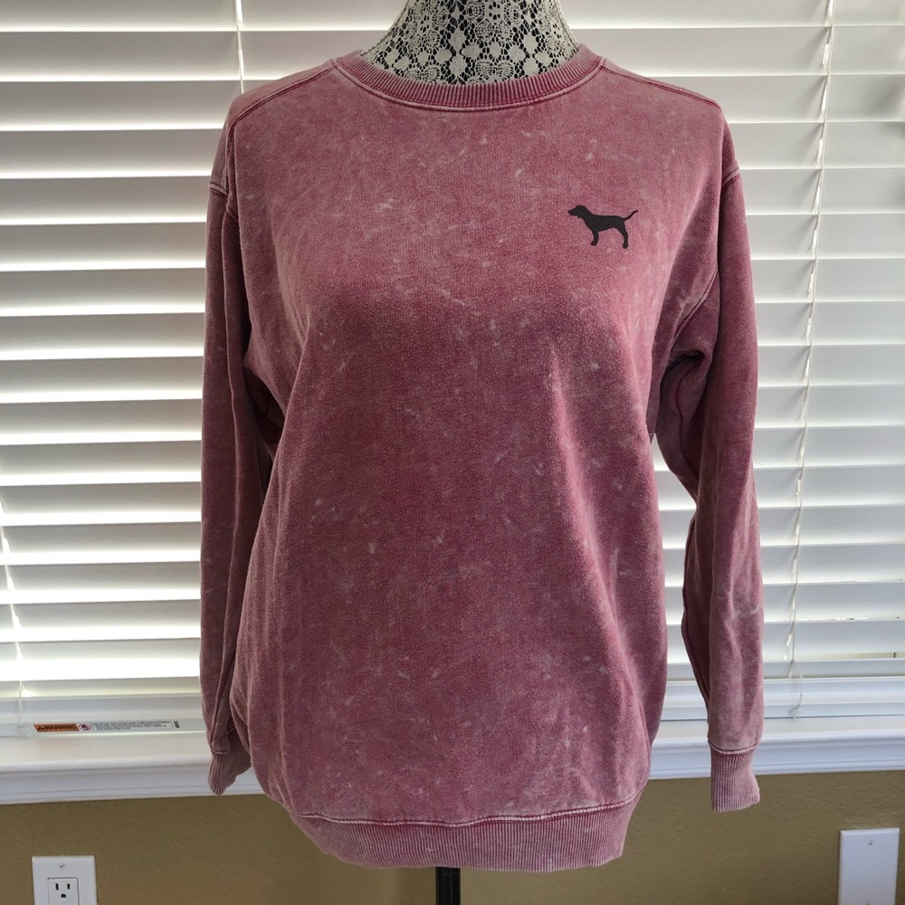 PINK Crewneck Sweatshirt Pink Acid Wash